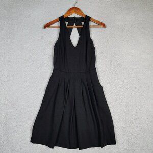 Banana Republic Women's Black Sleeveless Fitted Dress with Back Cutout and Pleat